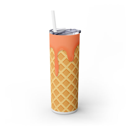 Dripping Ice Cream Waffle Cone - SleekSip Skinny 20oz Tumbler with Straw