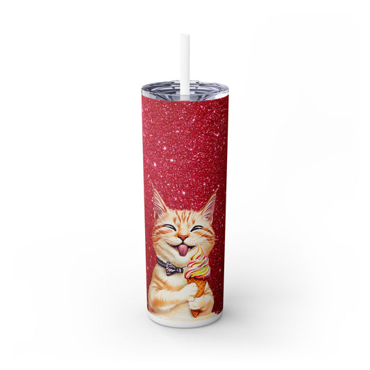 Happy Cat with Ice Cream Tumbler - Sip in Style with a Cool Kitty Twist