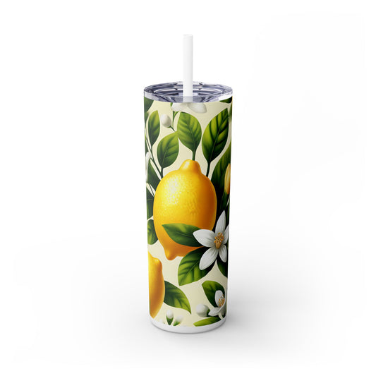 Lemon Tree with Flowers - SleekSip Skinny 20oz Tumbler with Straw