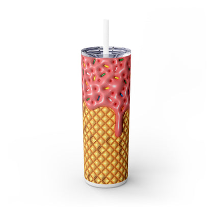 3D Inflated Ice Cream - SleekSip Skinny 20oz Tumbler with Straw