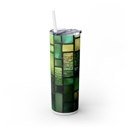 Green Stained Glass - SleekSip Skinny 20oz Tumbler with Straw