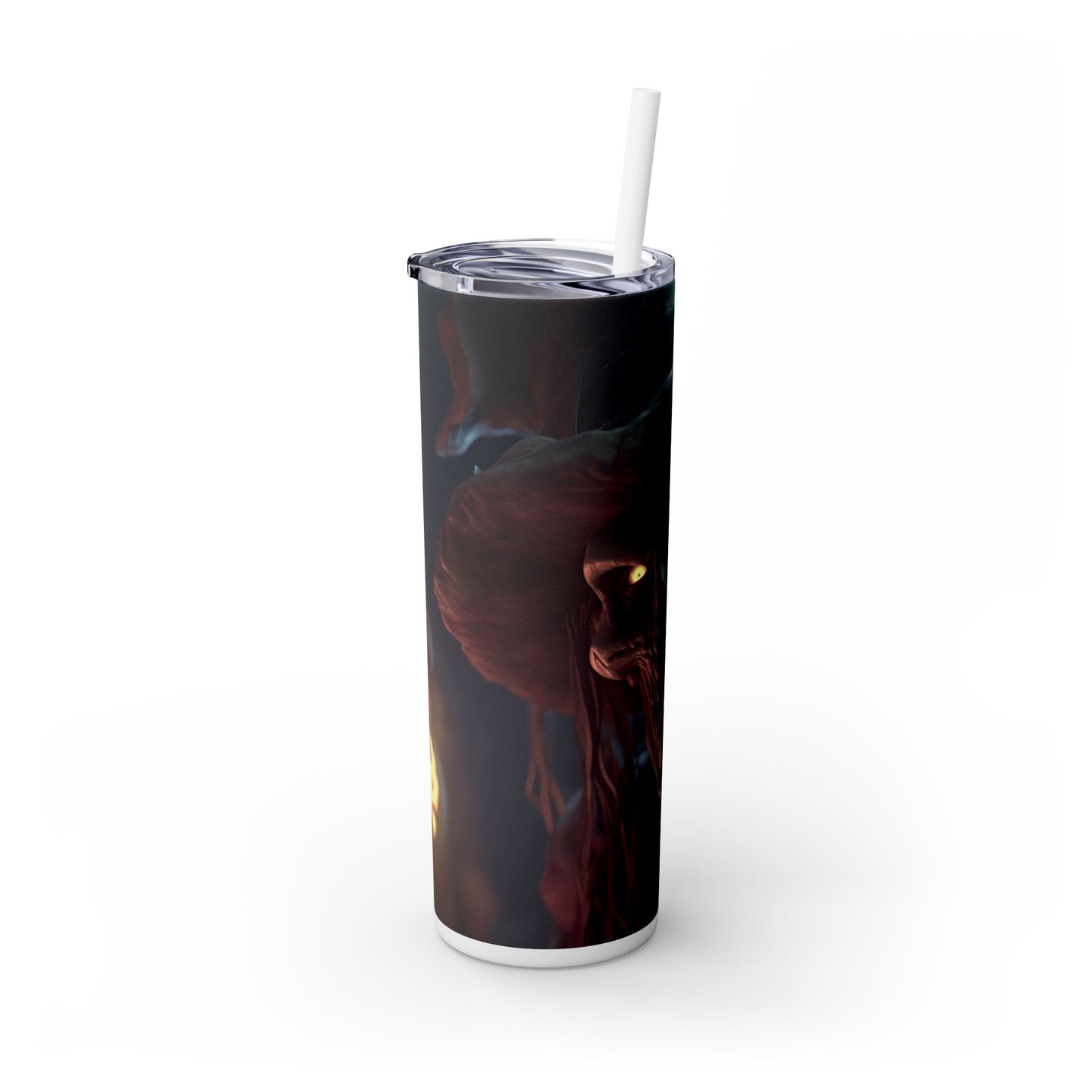 Scary Ghost Skeleton - SleekSip Skinny 20oz Tumbler with Straw