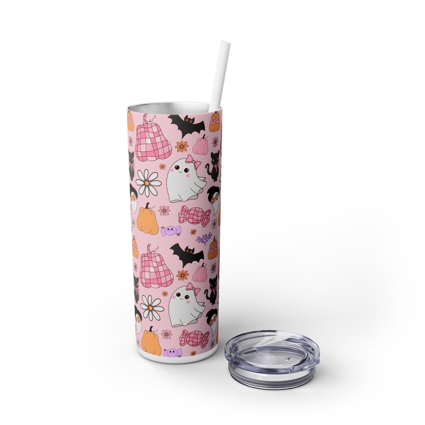 Cute Halloween Ghost - SleekSip Skinny 20oz Tumbler with Straw