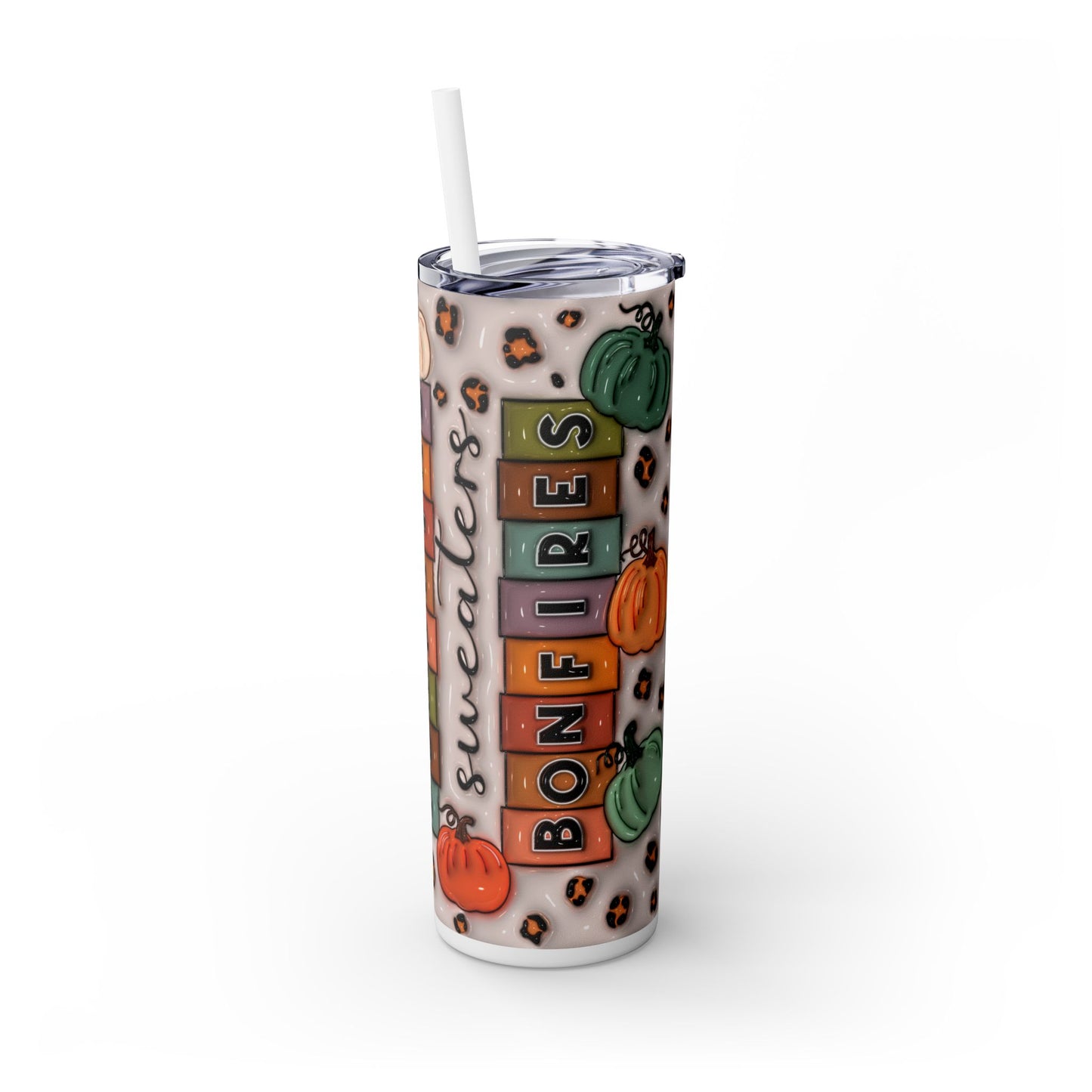 3D Inflated Fall Season - SleekSip Skinny 20oz Tumbler with Straw