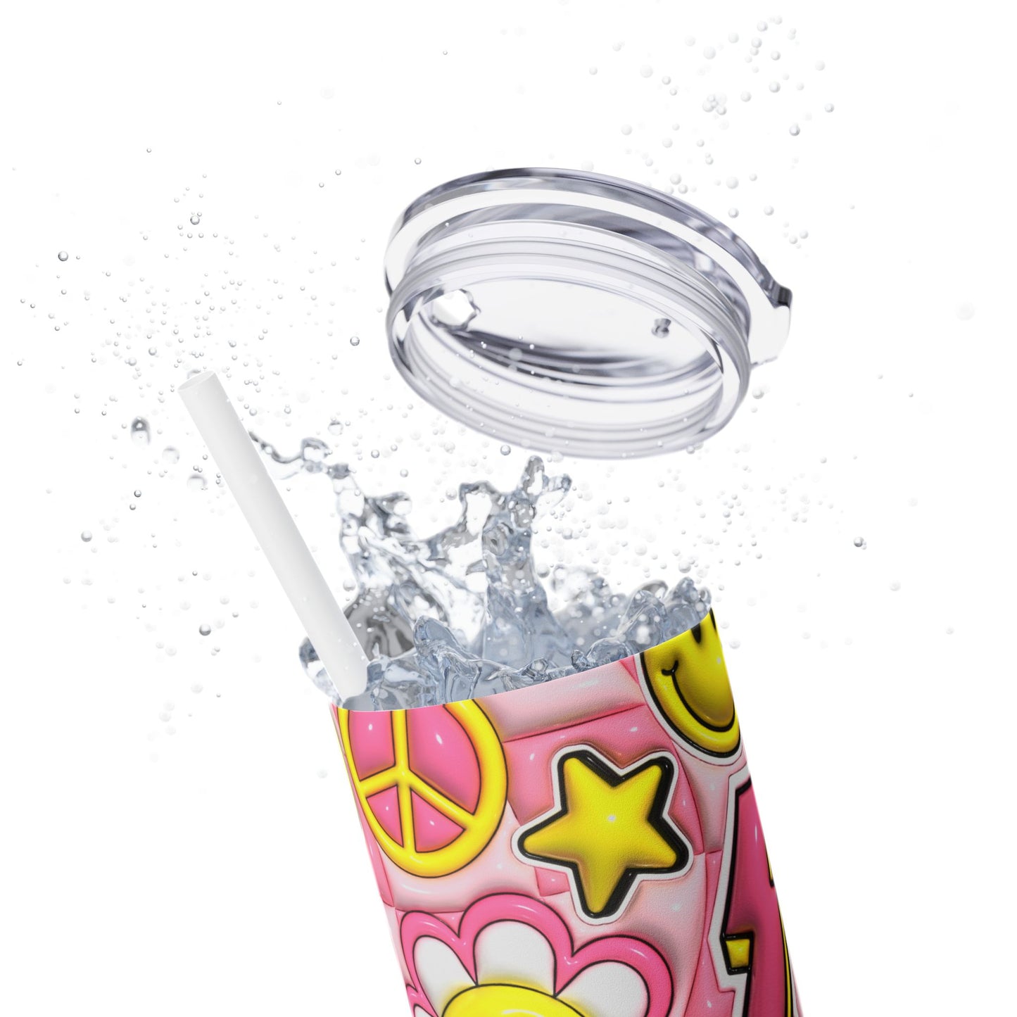 3D Inflated Groovy Design - SleekSip Skinny 20oz Tumbler with Straw