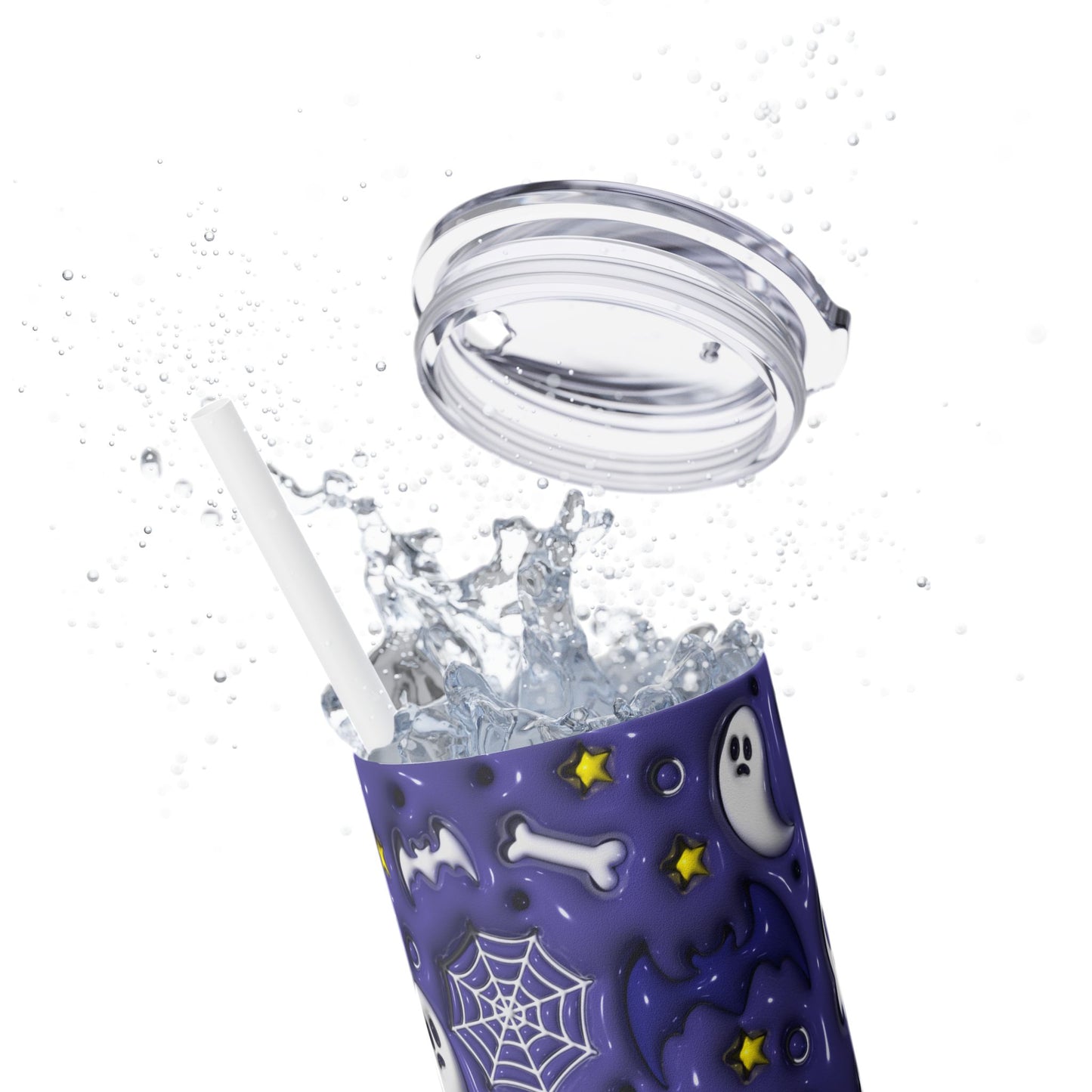 3D Inflated Halloween Bats - SleekSip Skinny 20oz Tumbler with Straw