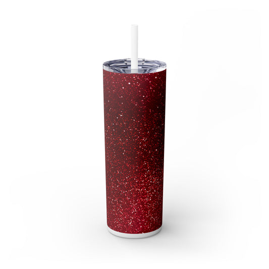 Glitter Red - SleekSip Skinny 20oz Tumbler with Straw