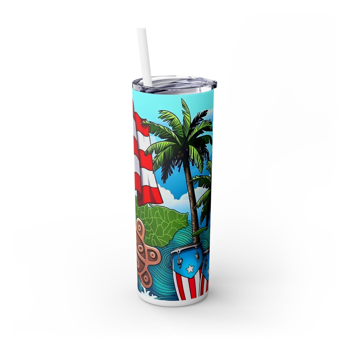 Puerto Rico - SleekSip Skinny 20oz Tumbler with Straw