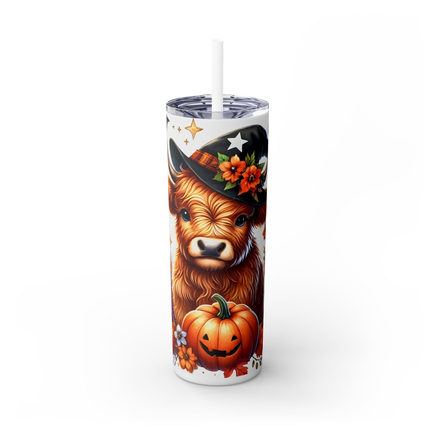 Cute Halloween Cow - SleekSip Skinny 20oz Tumbler with Straw