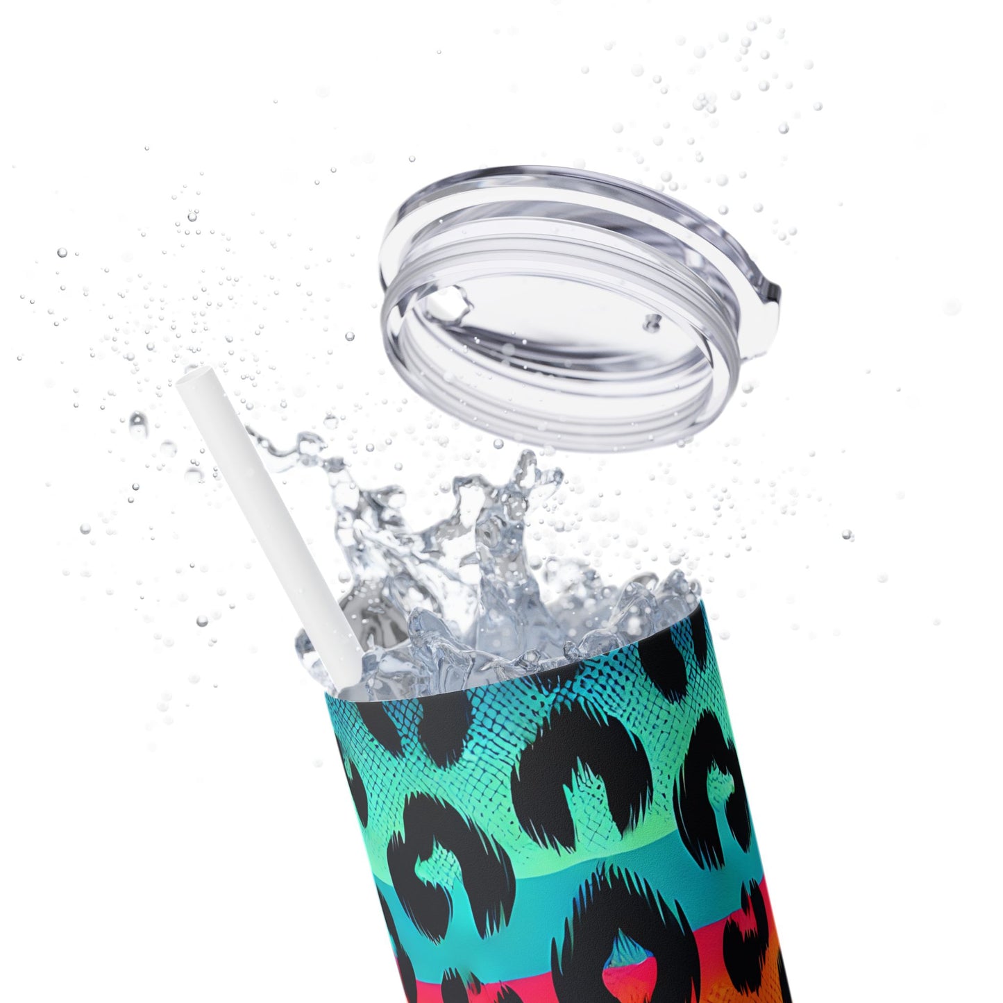 Colorful Animal Print - SleekSip Skinny 20oz Tumbler with Straw