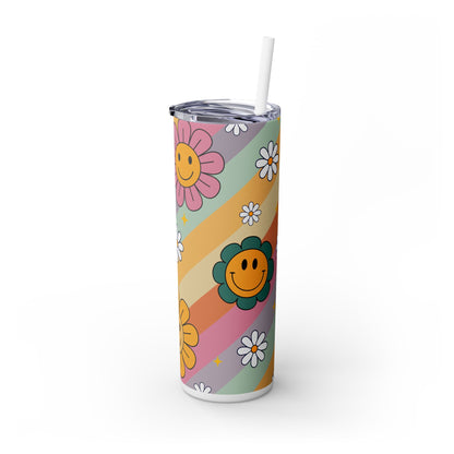 Happy 70s Flower Power - SleekSip Skinny 20oz Tumbler with Straw