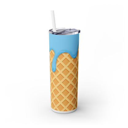 Dripping Ice Cream Waffle Cone - SleekSip Skinny 20oz Tumbler with Straw