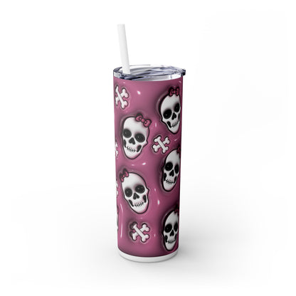 3D Inflated Skulls Halloween - SleekSip Skinny 20oz Tumbler with Straw