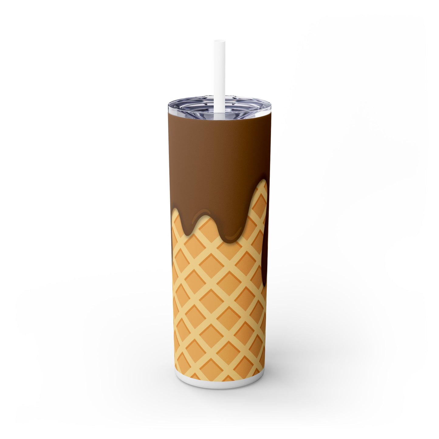 Dripping Ice Cream Waffle Cone - SleekSip Skinny 20oz Tumbler with Straw