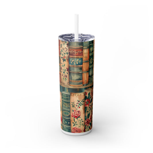 Books on a Shelf - SleekSip Skinny 20oz Tumbler with Straw