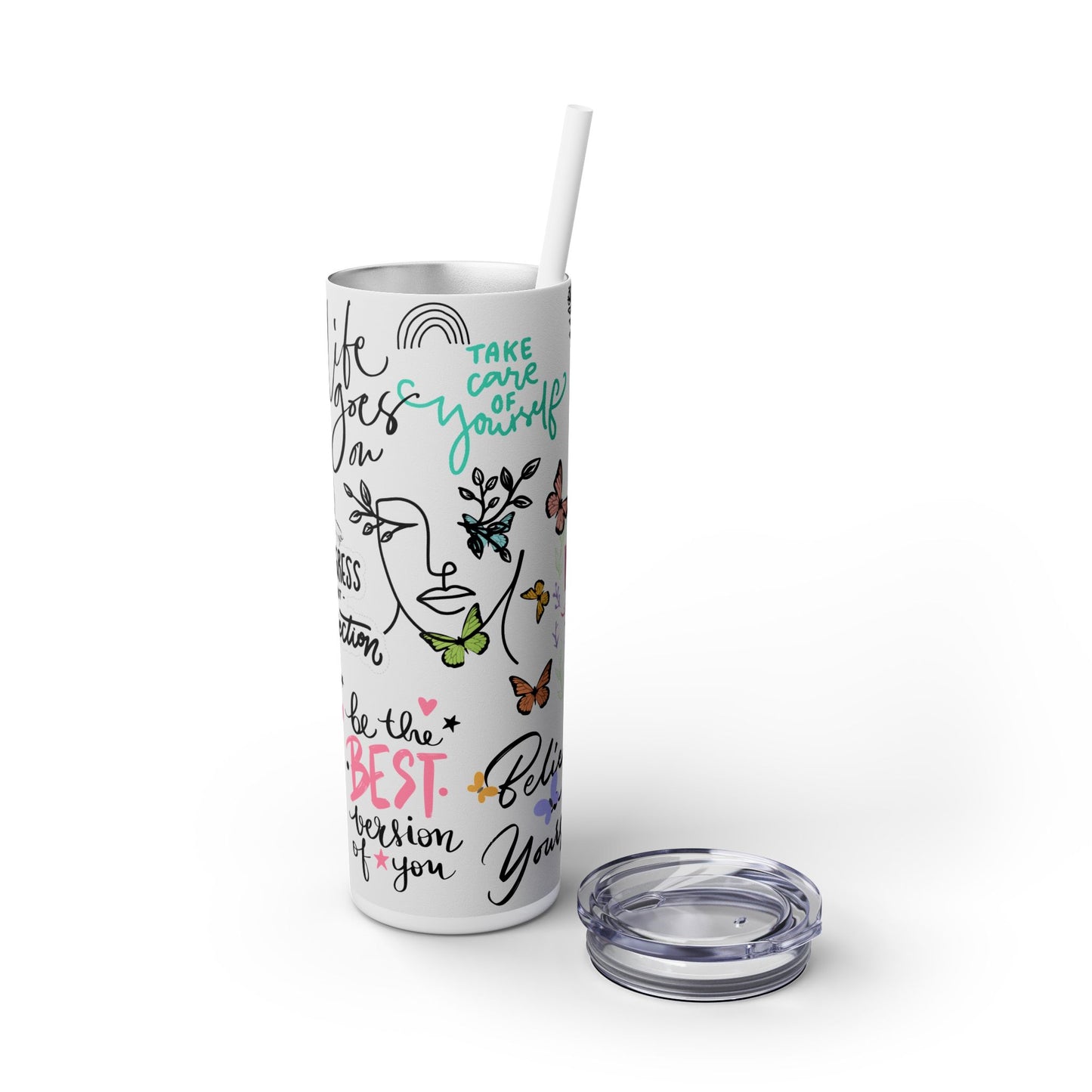 Positive Quotes - SleekSip Skinny 20oz Tumbler with Straw