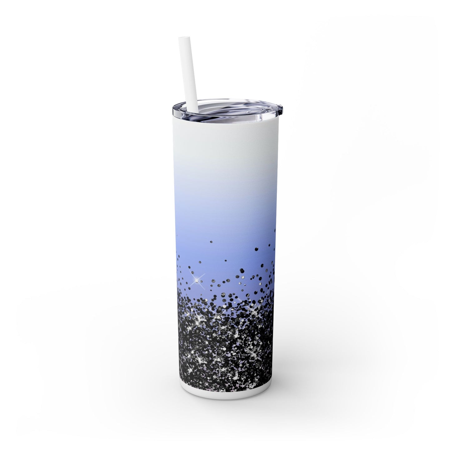 Black Faded Glitter - SleekSip Skinny 20oz Tumbler with Straw