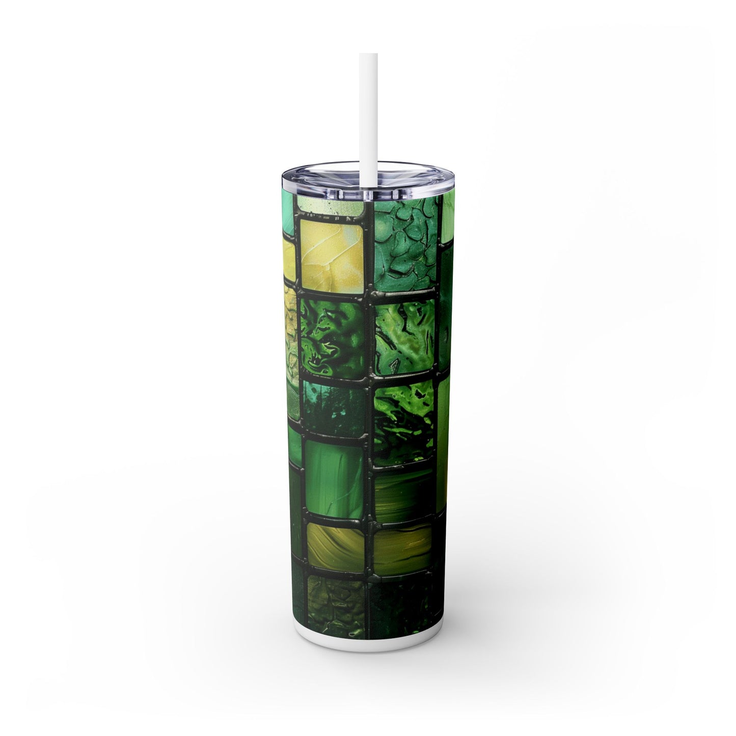 Green Stained Glass - SleekSip Skinny 20oz Tumbler with Straw