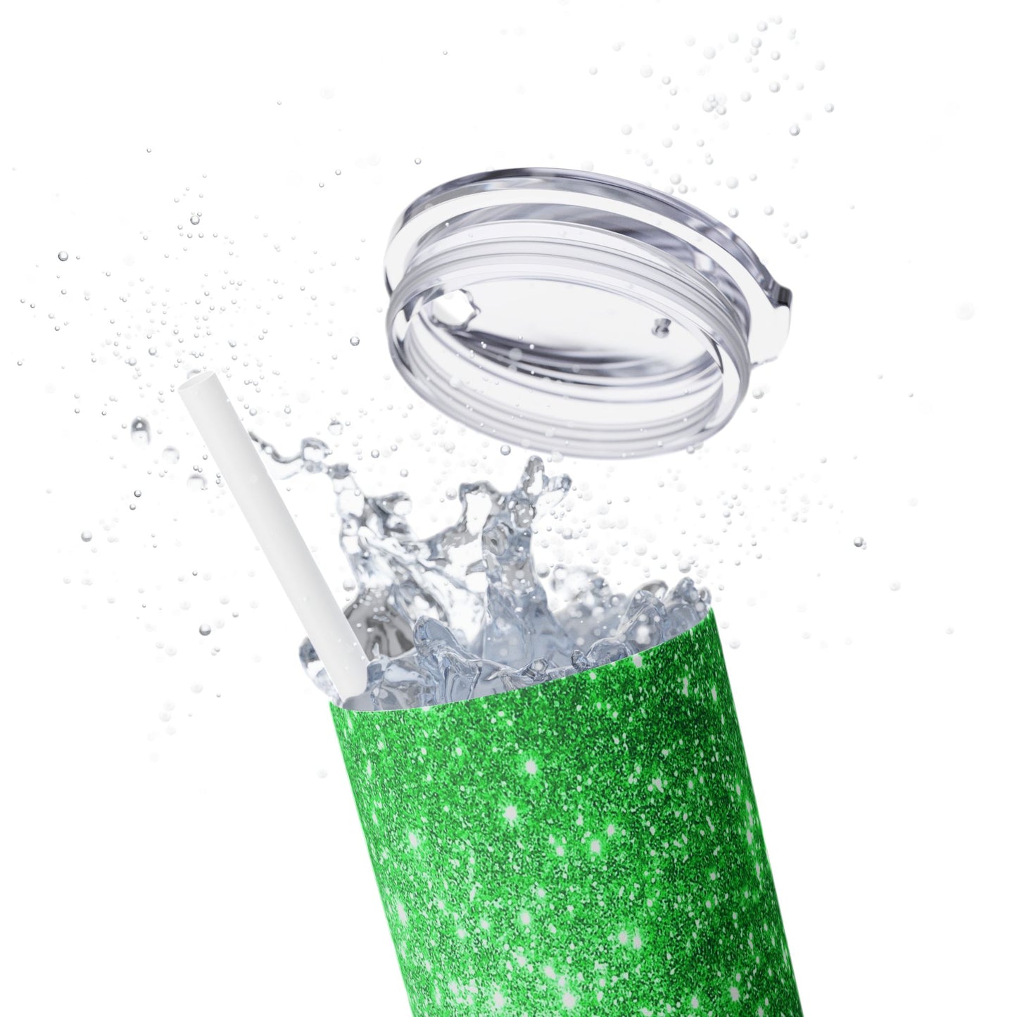 Green Sparkles - SleekSip Skinny 20oz Tumbler with Straw