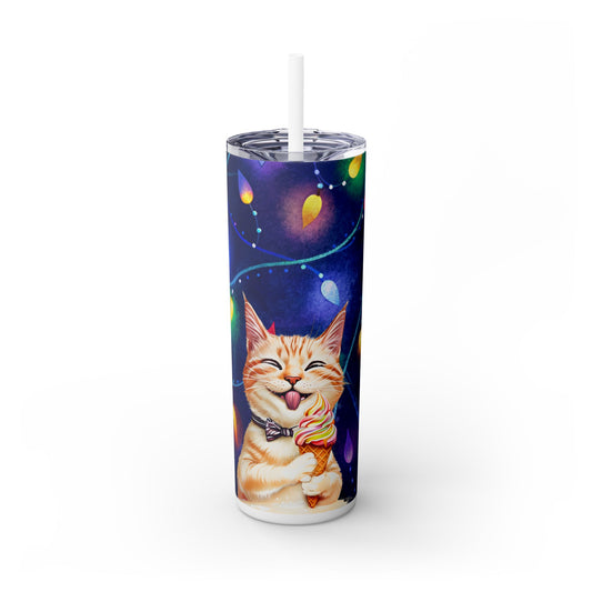 Happy Cat with Ice Cream Tumbler - Sip in Style with a Cool Kitty Twist