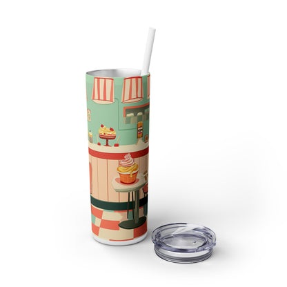 Retro Ice Cream Shop - SleekSip Skinny 20oz Tumbler with Straw