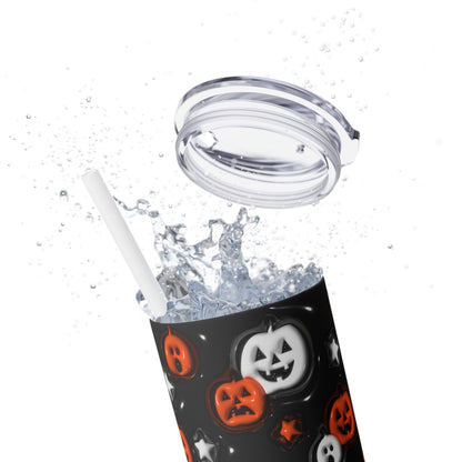 3D Inflated Pumpkins Halloween - SleekSip Skinny 20oz Tumbler with Straw