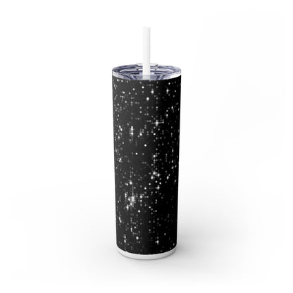 Black Sparkles - SleekSip Skinny 20oz Tumbler with Straw