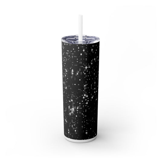 Black Sparkles - SleekSip Skinny 20oz Tumbler with Straw