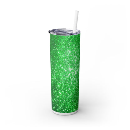 Green Sparkles - SleekSip Skinny 20oz Tumbler with Straw