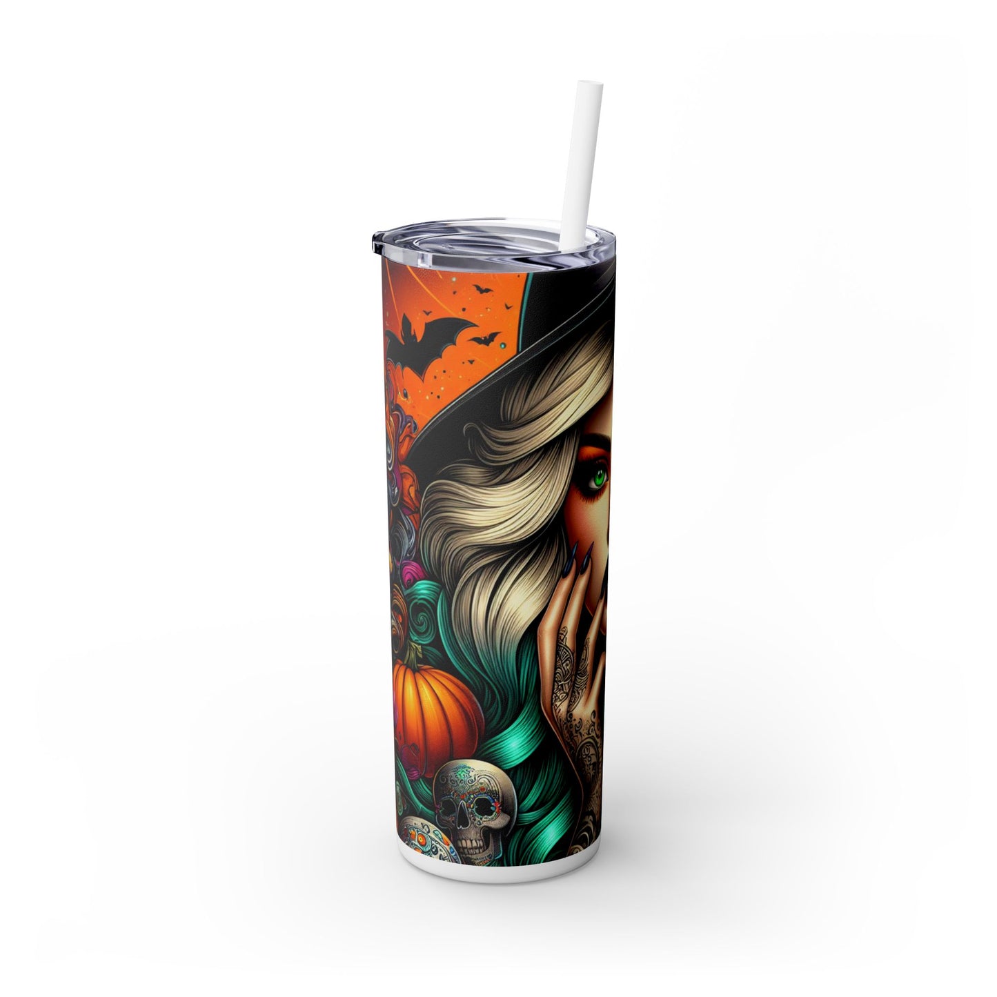 Spooky Halloween Witch - SleekSip Skinny 20oz Tumbler with Straw