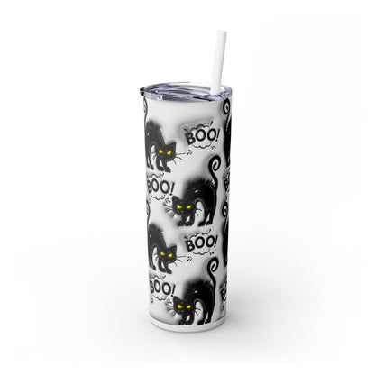 3D Inflated Halloween Cat - SleekSip Skinny 20oz Tumbler with Straw