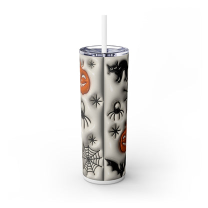 3D Inflated Halloween Bats - SleekSip Skinny 20oz Tumbler with Straw