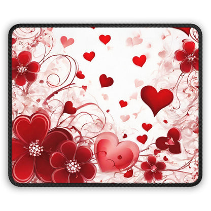 Love-Powered Floral Hearts Mouse Pad – For Smooth Moves