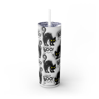 3D Inflated Halloween Cat - SleekSip Skinny 20oz Tumbler with Straw