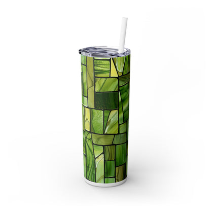 Green Stained Glass - SleekSip Skinny 20oz Tumbler with Straw