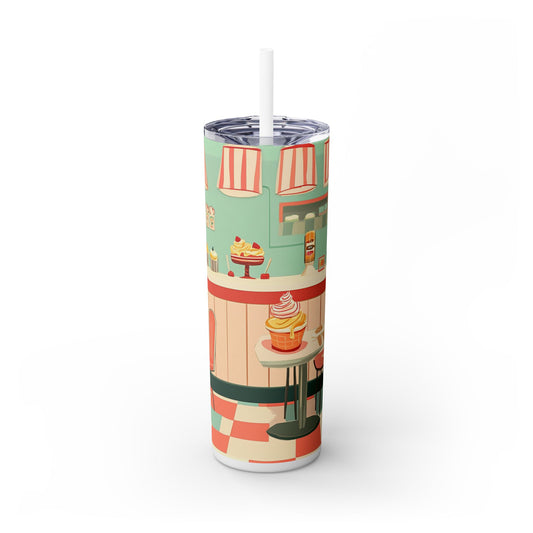 Retro Ice Cream Shop - SleekSip Skinny 20oz Tumbler with Straw