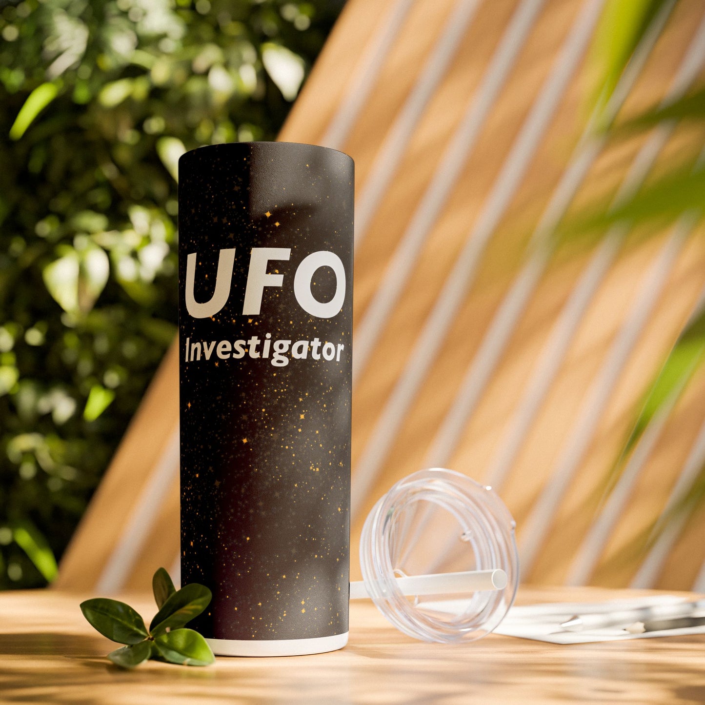 UFO Investigator (Black Stars) Skinny Tumbler with Straw – 20oz