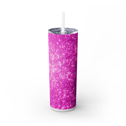 Hot Pink Sparkles - SleekSip Skinny 20oz Tumbler with Straw