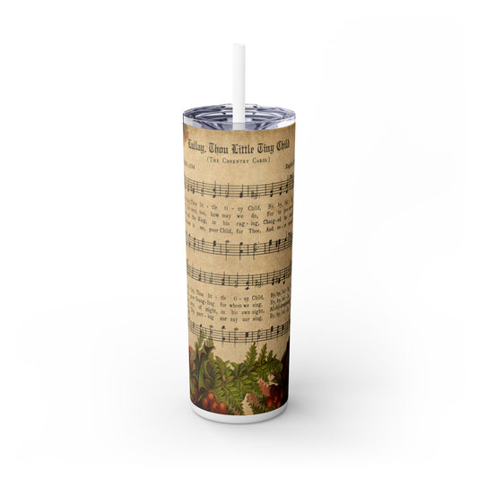 Christmas Music Notes with Red Sparkles - SleekSip Skinny 20oz Tumbler with Straw