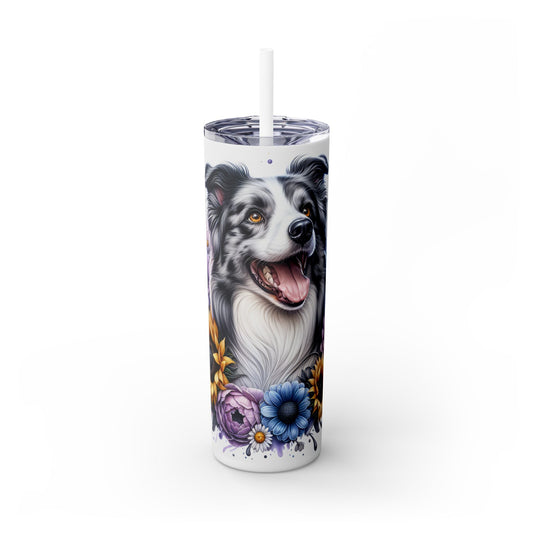 Border Collie - SleekSip Skinny 20oz Tumbler with Straw