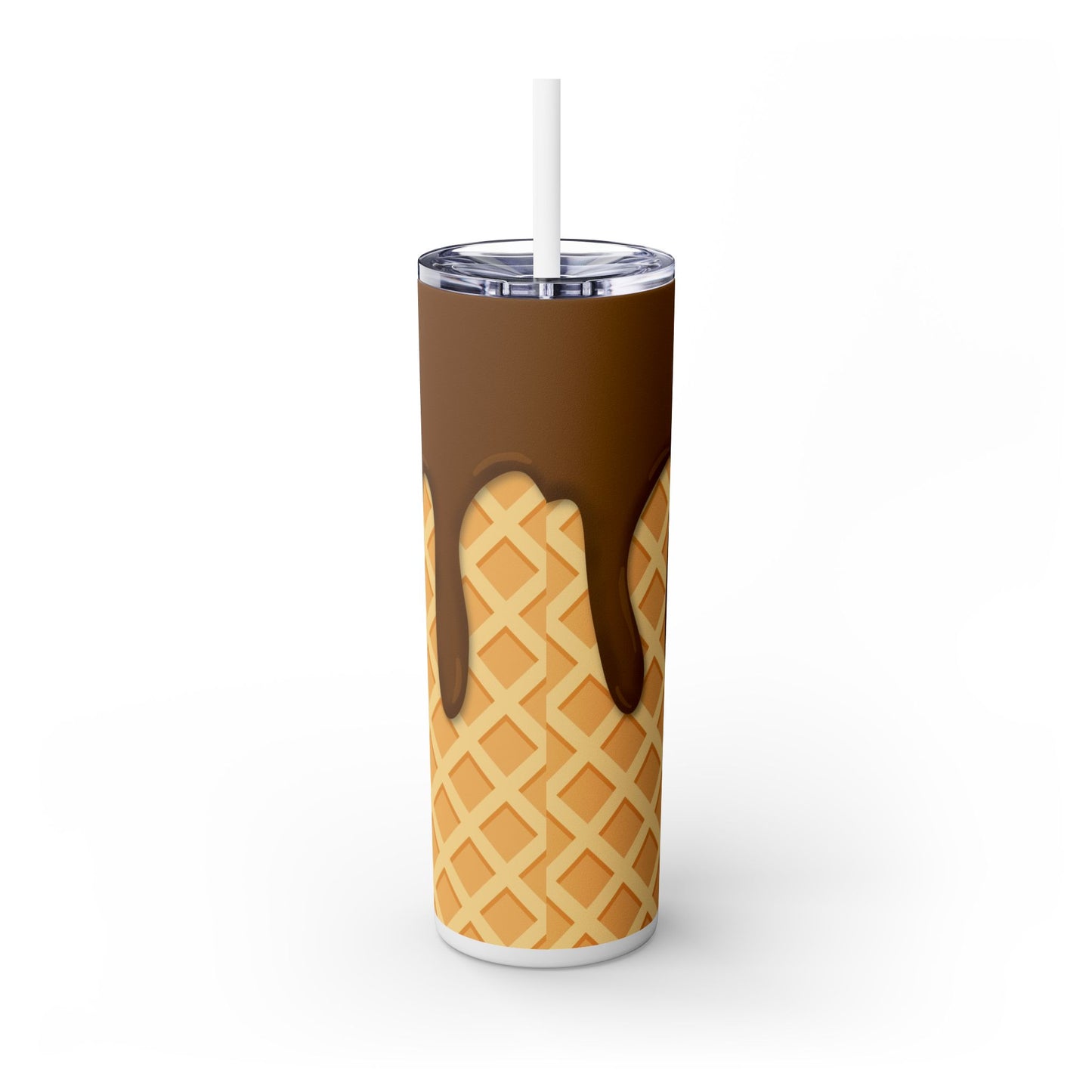 Dripping Ice Cream Waffle Cone - SleekSip Skinny 20oz Tumbler with Straw