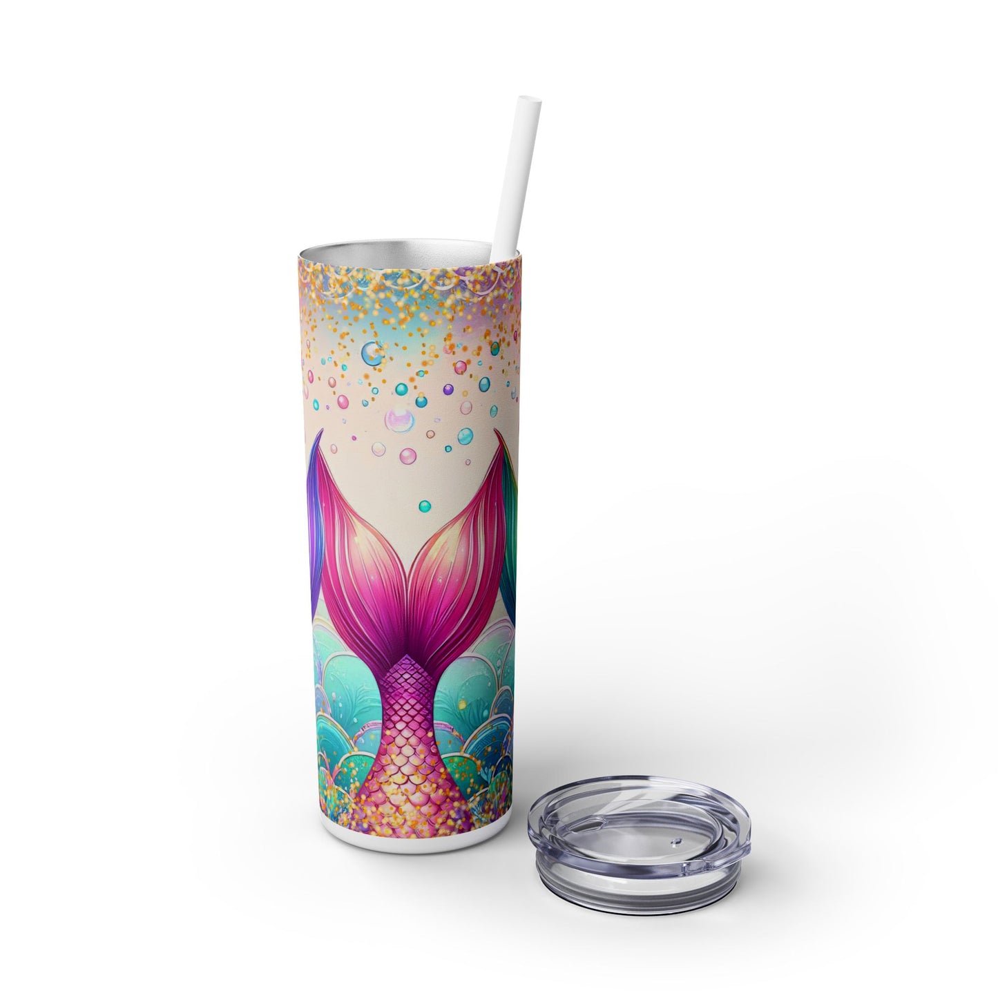 Glitter Mermaid - SleekSip Skinny 20oz Tumbler with Straw