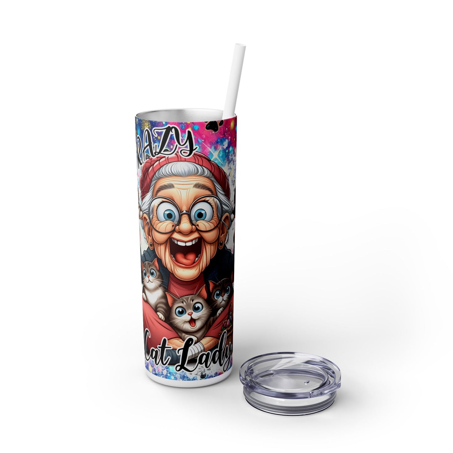 Crazy Cat Lady - SleekSip Skinny 20oz Tumbler with Straw