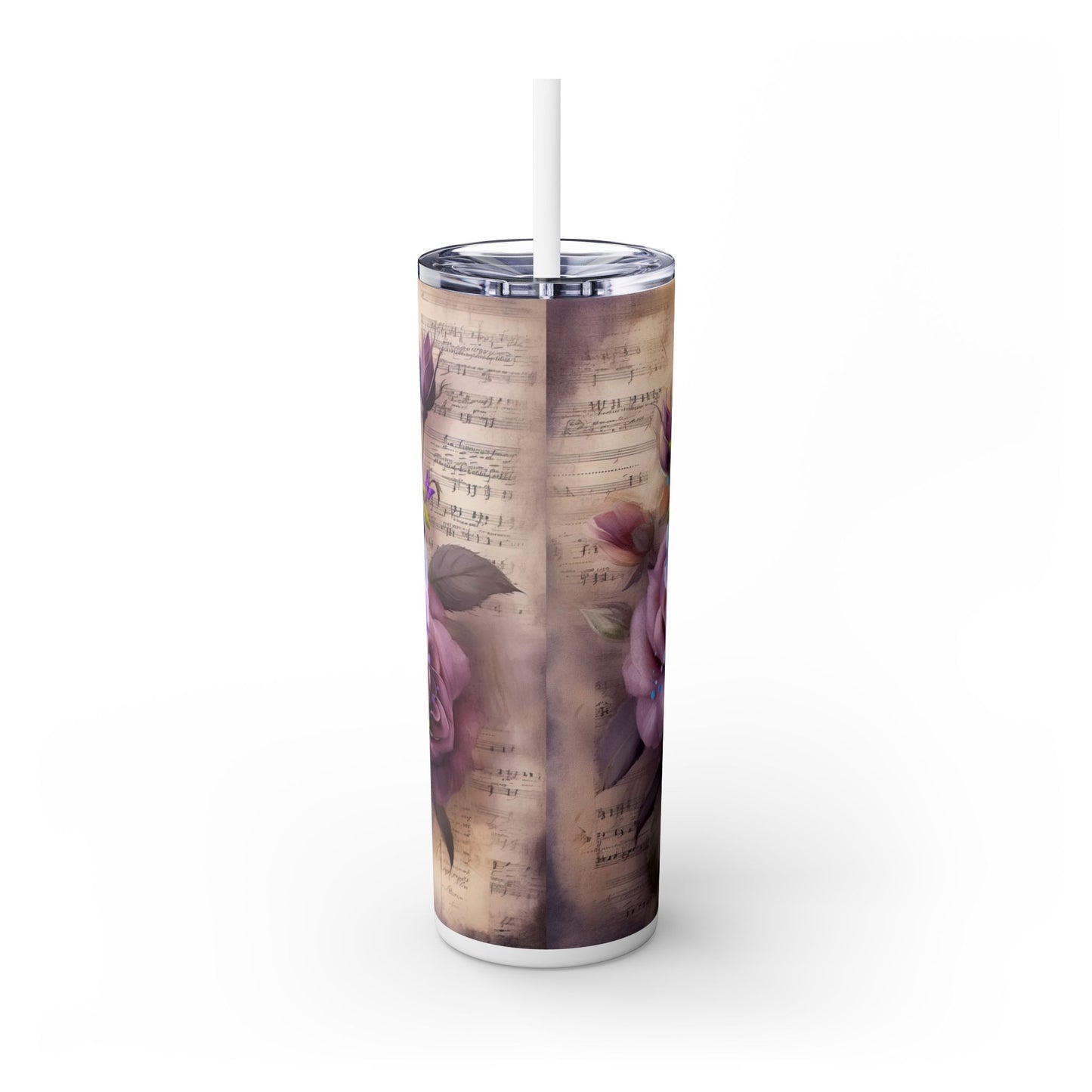 Beautiful Floral Cross - SleekSip Skinny 20oz Tumbler with Straw