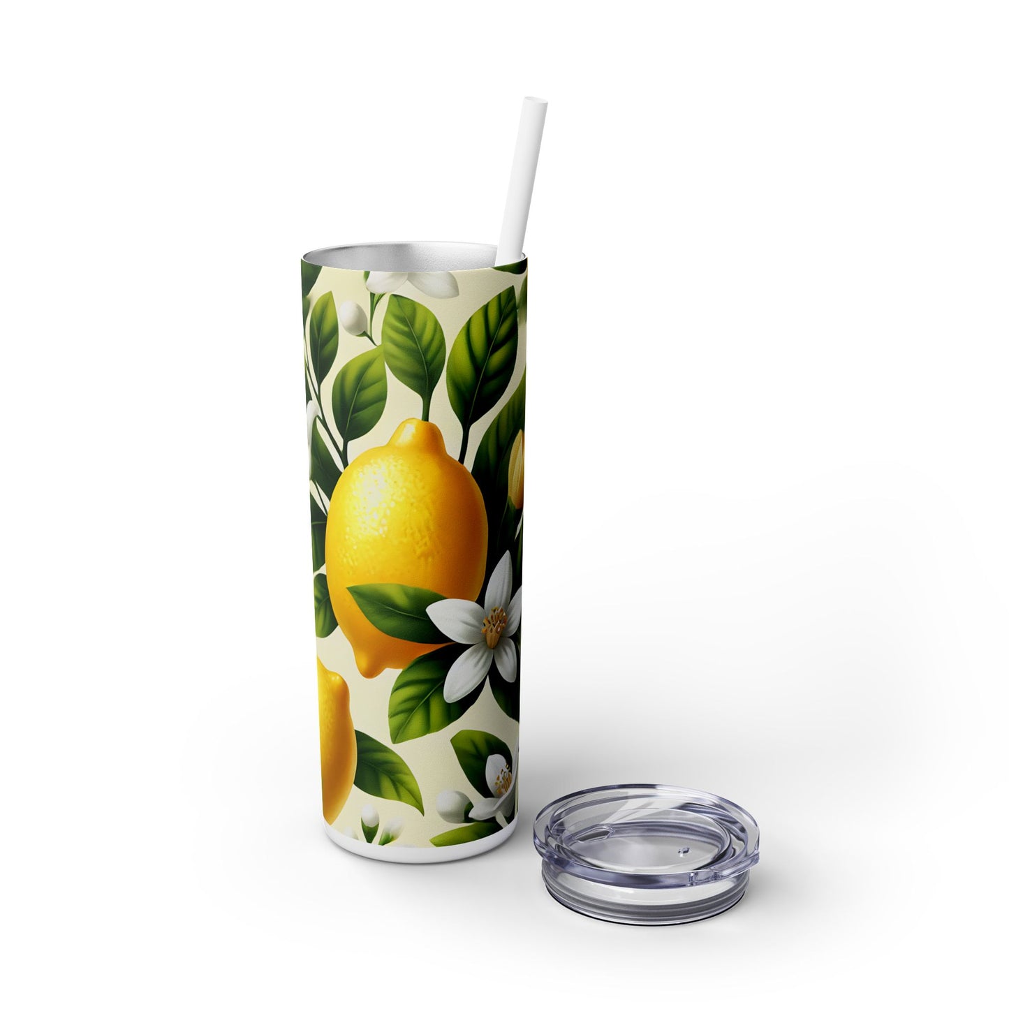 Lemon Tree with Flowers - SleekSip Skinny 20oz Tumbler with Straw