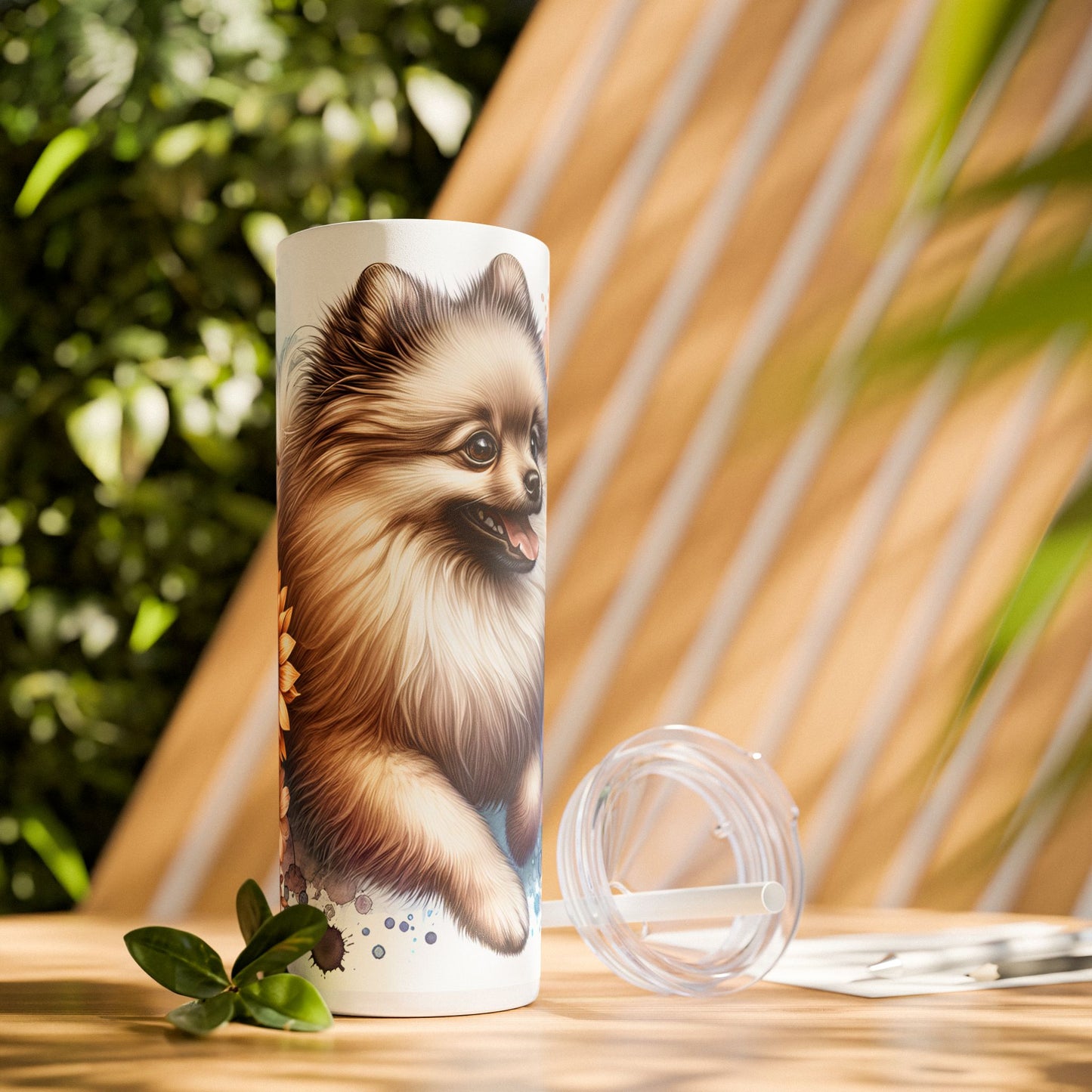 Beige Pomeranian - SleekSip Skinny 20oz Tumbler with Straw