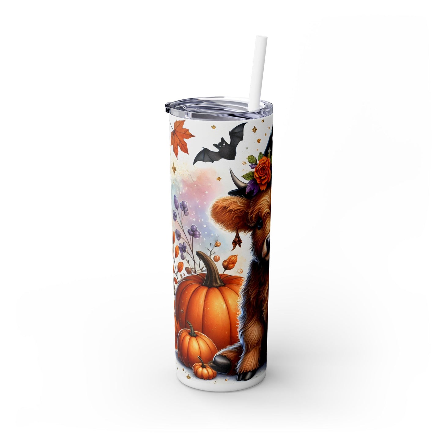 Cute Halloween Cow - SleekSip Skinny 20oz Tumbler with Straw