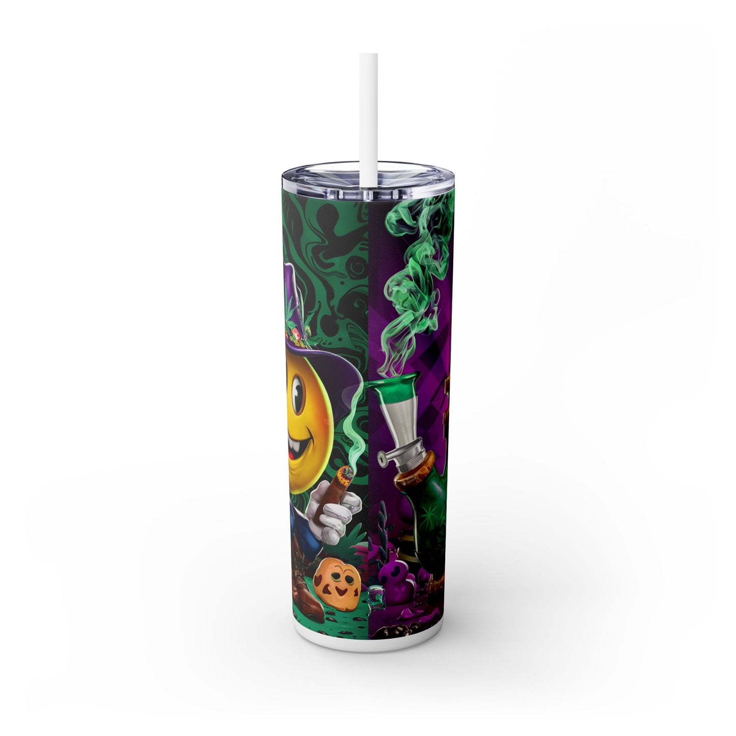 3D Cannabis Skull - SleekSip Skinny 20oz Tumbler with Straw