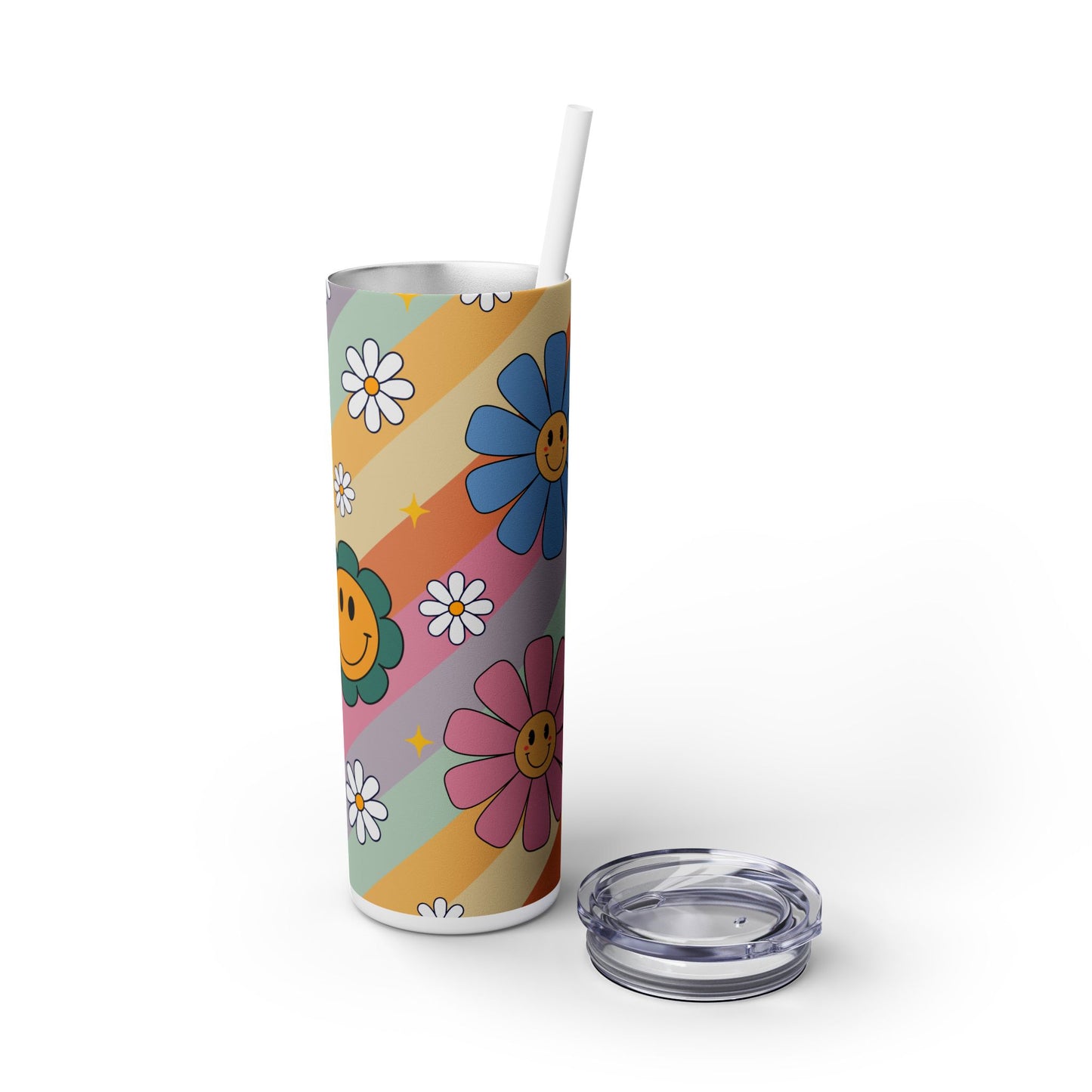 Happy 70s Flower Power - SleekSip Skinny 20oz Tumbler with Straw