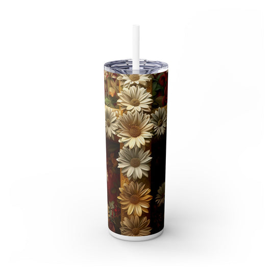 Flowers on a Cross - SleekSip Skinny 20oz Tumbler with Straw